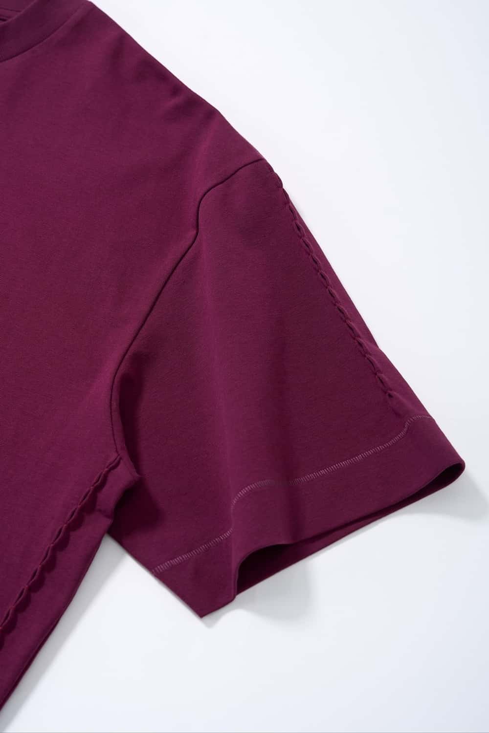 Embroidered Detail Cotton-Blend T-Shirt - Purple