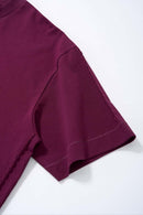 Embroidered Detail Cotton-Blend T-Shirt - Purple