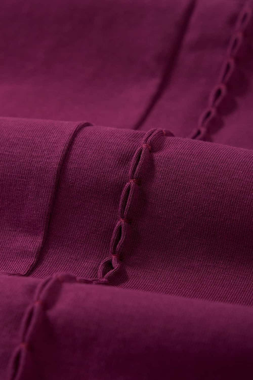 Embroidered Detail Cotton-Blend T-Shirt - Purple