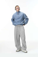 Seamed Fleece Jogger Sweatpants - Flower Gray