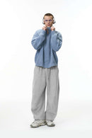 Seamed Fleece Jogger Sweatpants - Flower Gray
