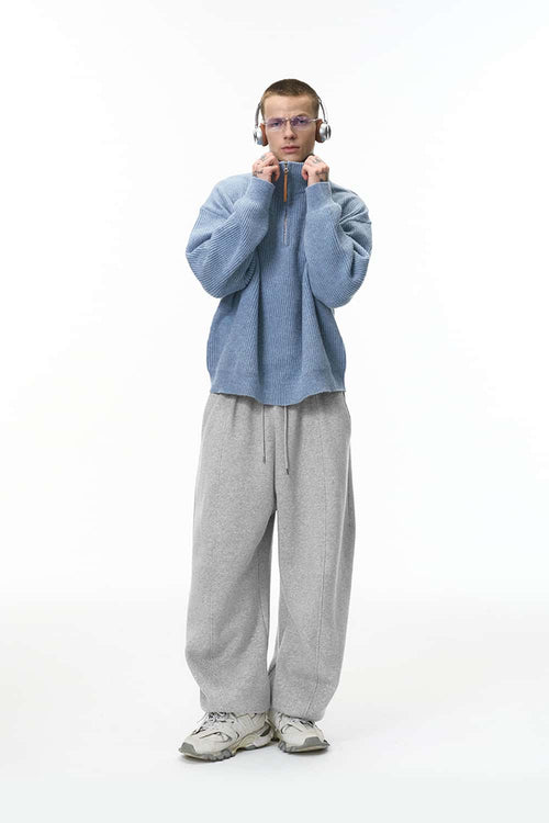Seamed Fleece Jogger Sweatpants - Flower Gray