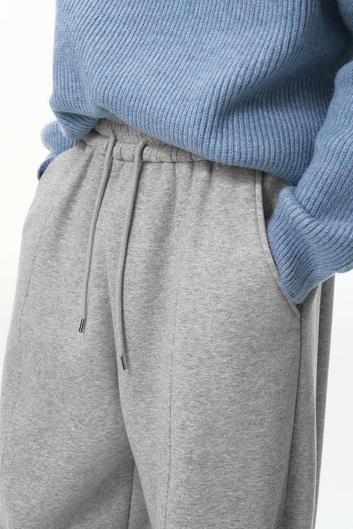 Seamed Fleece Jogger Sweatpants - Flower Gray