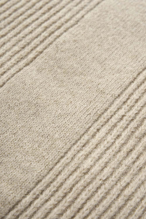 Ribbed Half-Zip High-Neck Sweater - Oat Gray