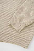 Ribbed Half-Zip High-Neck Sweater - Oat Gray