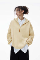 Ribbed Half-Zip High-Neck Sweater - Yellow