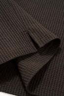 Waffle Open-Collar Long Sleeve Polo - Coffee
