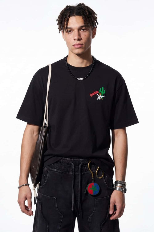 Back Graphic Loose Fit T-Shirt - Black
