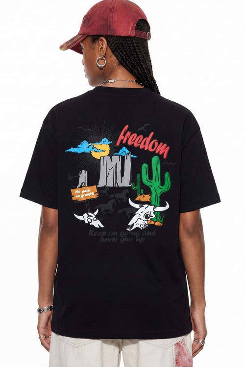 Back Graphic Loose Fit T-Shirt - Black