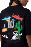 Back Graphic Loose Fit T-Shirt - Black