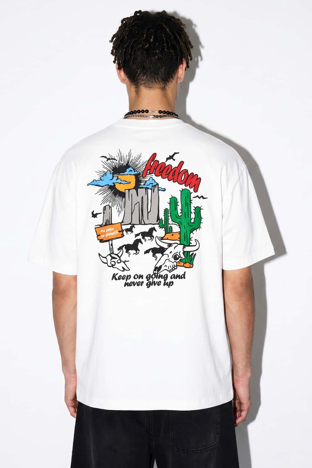 Back Graphic Loose Fit T-Shirt - White