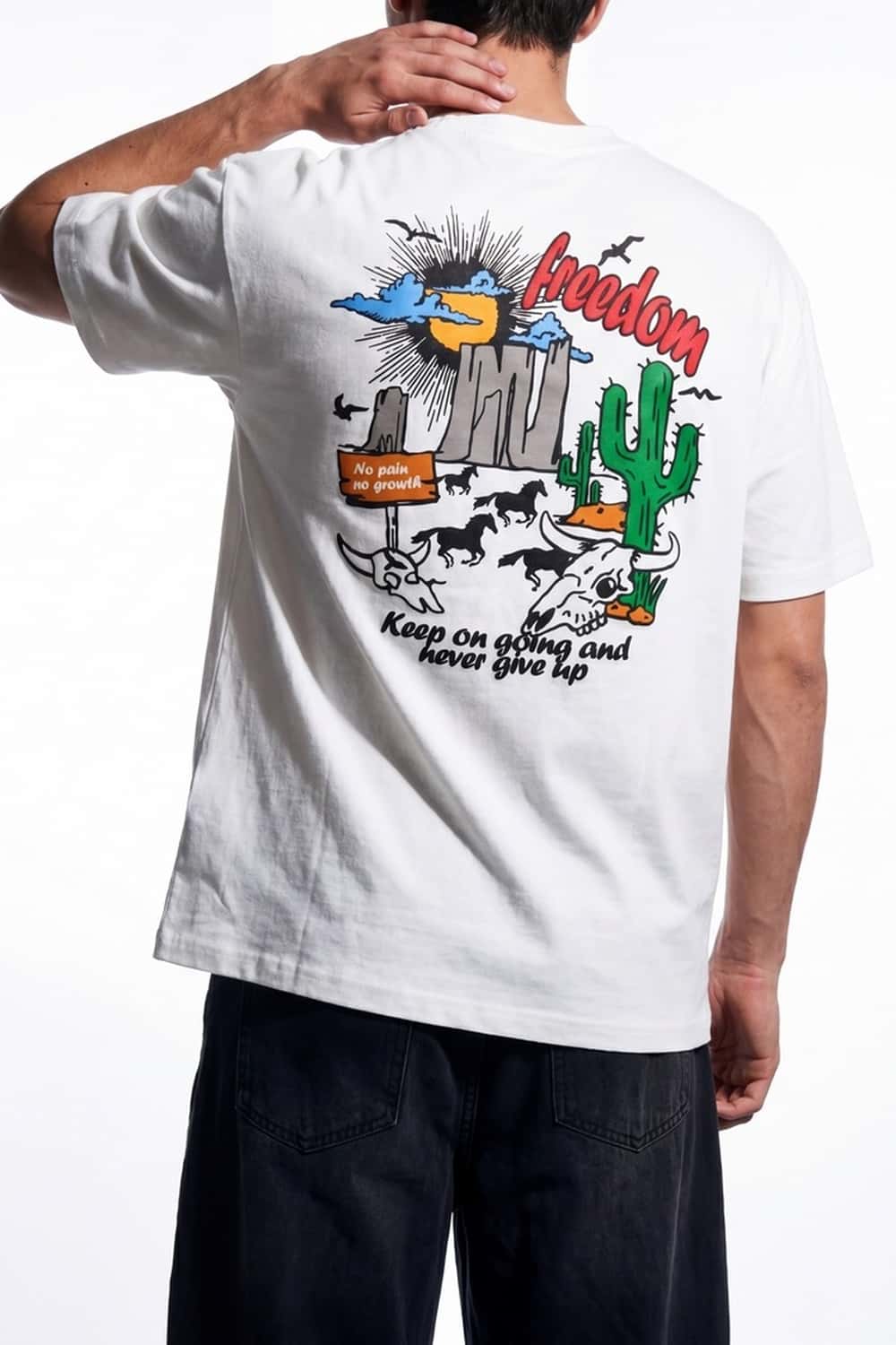 Back Graphic Loose Fit T-Shirt - White