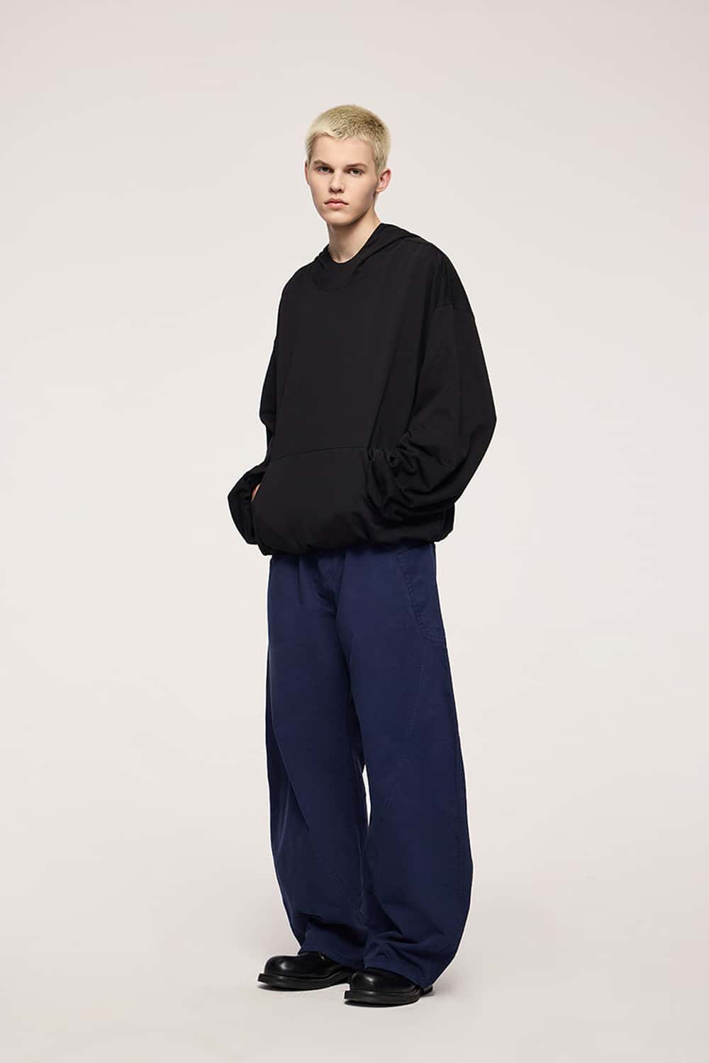 Cropped Boxy Hooded Sweatshirt - Active Black