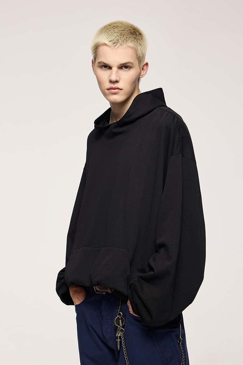 Cropped Boxy Hooded Sweatshirt - Active Black