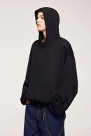 Cropped Boxy Hooded Sweatshirt - Active Black
