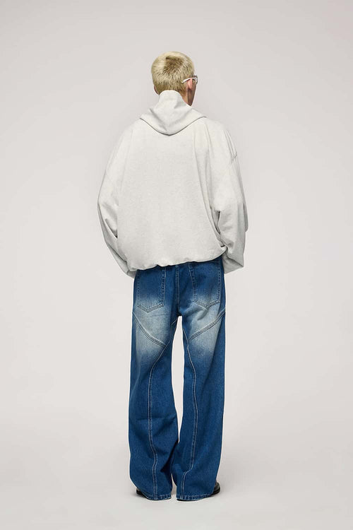 Cropped Boxy Hooded Sweatshirt - Flower Gray