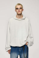 Cropped Boxy Hooded Sweatshirt - Flower Gray