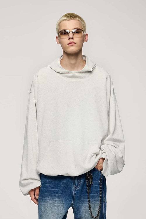 Cropped Boxy Hooded Sweatshirt - Flower Gray