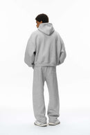 Fleece Curved-Leg Sweatpants - Flower Gray