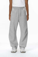 Fleece Curved-Leg Sweatpants - Flower Gray