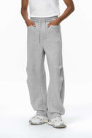 Fleece Curved-Leg Sweatpants - Flower Gray