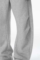 Fleece Curved-Leg Sweatpants - Flower Gray