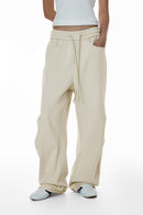 Fleece Curved-Leg Sweatpants - Gray