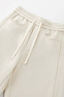 Fleece Curved-Leg Sweatpants - Gray