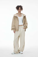 Fleece Curved-Leg Sweatpants - Gray