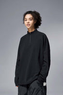 Half-Zip Raglan Long Sleeve Top - Black