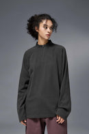 Half-Zip Raglan Long Sleeve Top - Dark Gray