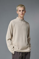 Half-Zip Raglan Long Sleeve Top - Khaki