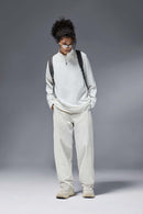 Half-Zip Raglan Long Sleeve Top - Off White