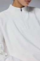 Half-Zip Raglan Long Sleeve Top - Off White