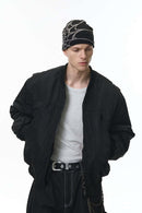 Detachable Hood Bomber Jacket - Black