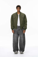 Detachable Hood Bomber Jacket - Olive
