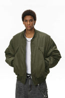 Detachable Hood Bomber Jacket - Olive