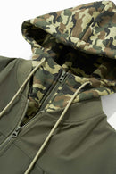 Detachable Hood Bomber Jacket - Olive