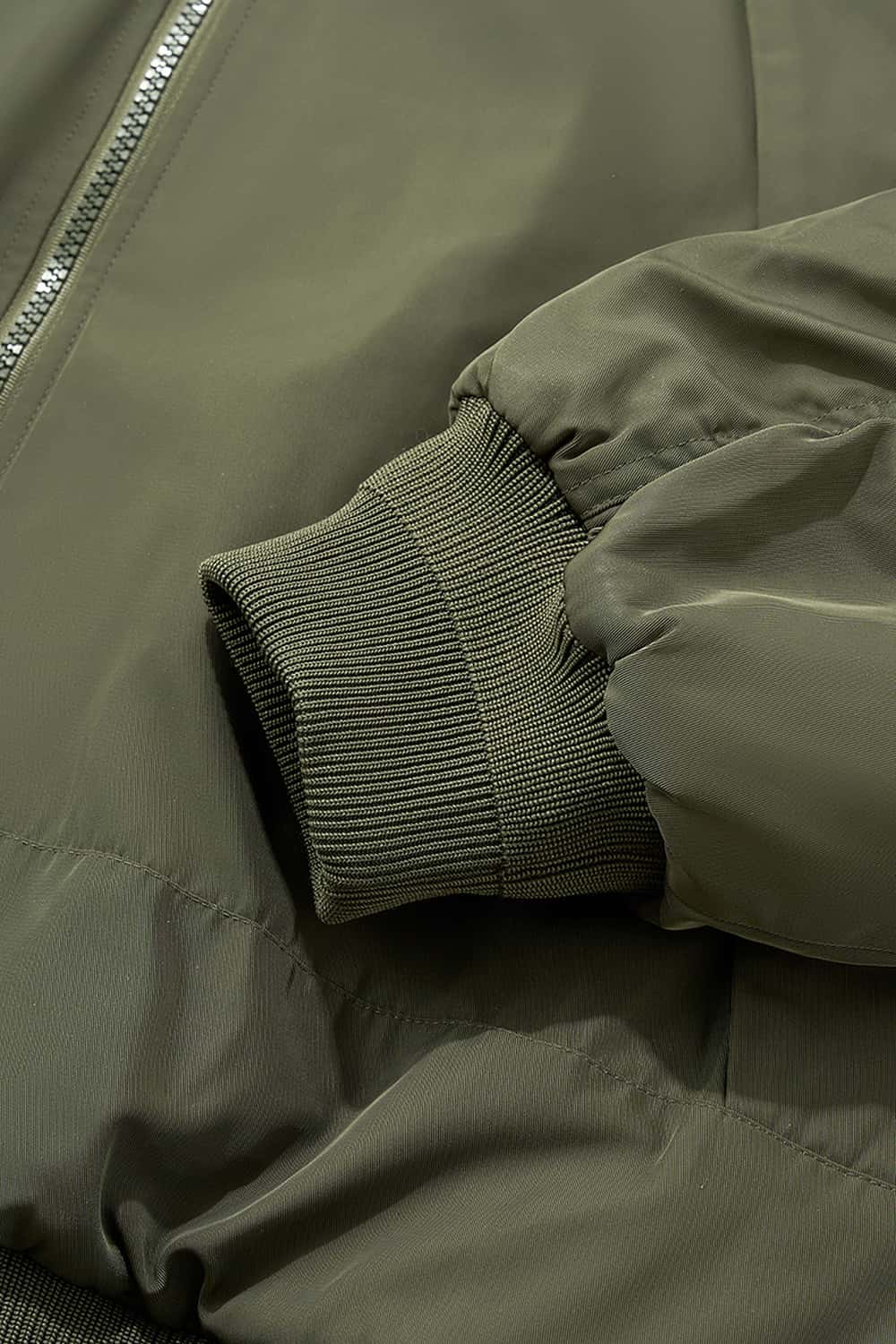 Detachable Hood Bomber Jacket - Olive