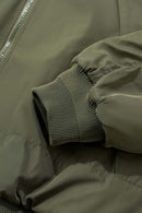 Detachable Hood Bomber Jacket - Olive