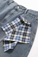 Washed Scarf Wide-Leg Jeans - Blue