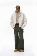 Detachable Collar Utility Jacket - Apricot