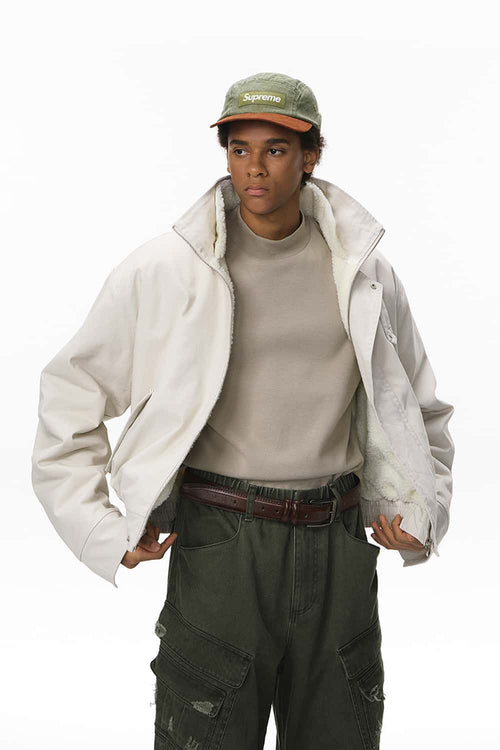 Detachable Collar Utility Jacket - Apricot