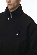 Detachable Collar Utility Jacket - Black