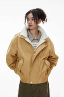 Detachable Collar Utility Jacket - Khaki