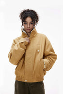Detachable Collar Utility Jacket - Khaki