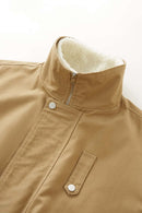 Detachable Collar Utility Jacket - Khaki
