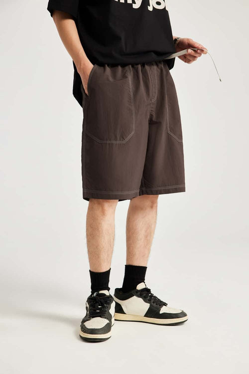 Moisture-Wicking Utility Knee-Length Shorts - Coffee