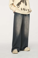Washed Wide-Leg Sweatpants - Dark Gray