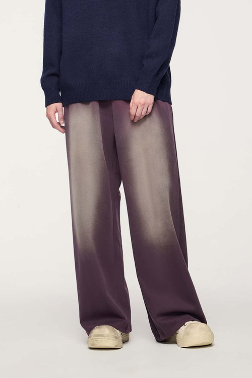 Washed Wide-Leg Sweatpants - Grape Purple